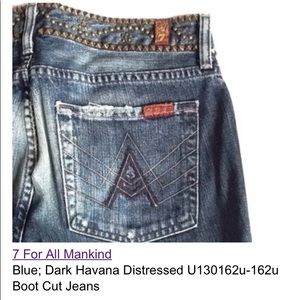 7 For All Mankind Blue; Dark Havana Distressed 28